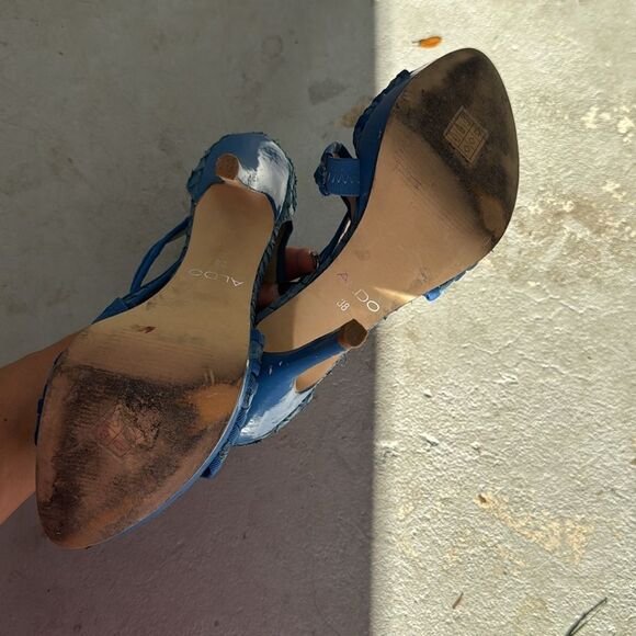 Blue Strappy Women's Heels - Snake Skin ALDO - Size 8 Heels - Picture 7 of 7